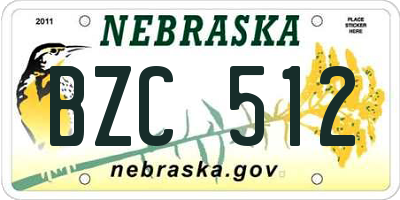 NE license plate BZC512