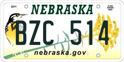 NE license plate BZC514