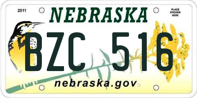 NE license plate BZC516