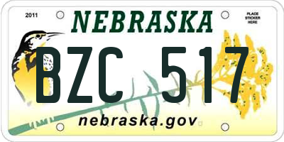 NE license plate BZC517