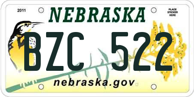 NE license plate BZC522