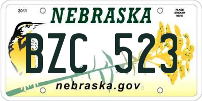 NE license plate BZC523