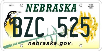 NE license plate BZC525