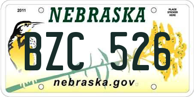 NE license plate BZC526