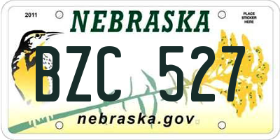 NE license plate BZC527