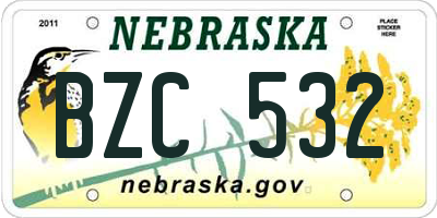 NE license plate BZC532