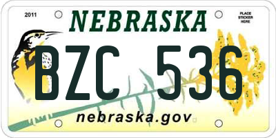 NE license plate BZC536