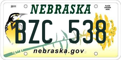 NE license plate BZC538