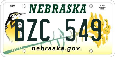 NE license plate BZC549