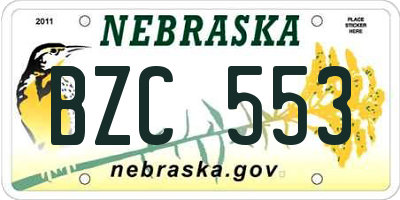NE license plate BZC553