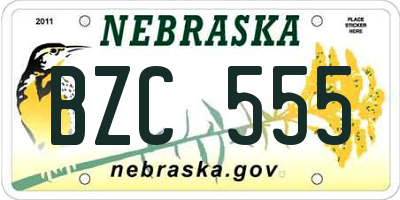 NE license plate BZC555