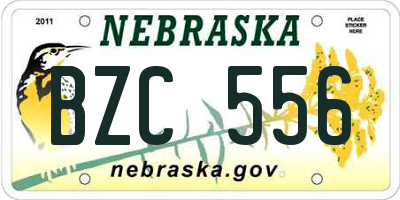 NE license plate BZC556