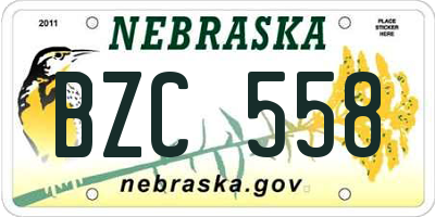 NE license plate BZC558