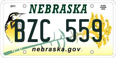 NE license plate BZC559