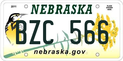 NE license plate BZC566
