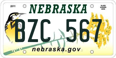 NE license plate BZC567