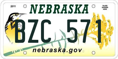 NE license plate BZC571