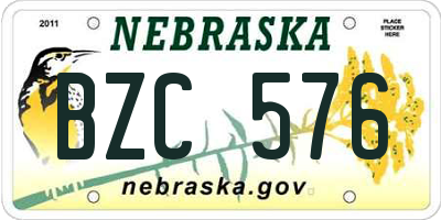 NE license plate BZC576