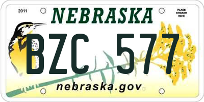 NE license plate BZC577