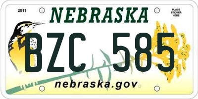 NE license plate BZC585