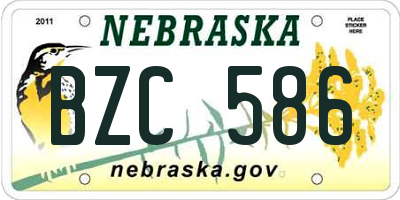 NE license plate BZC586