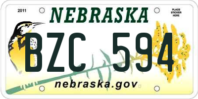 NE license plate BZC594