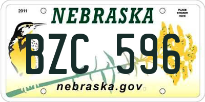 NE license plate BZC596