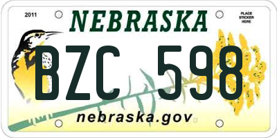 NE license plate BZC598