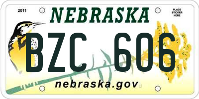 NE license plate BZC606