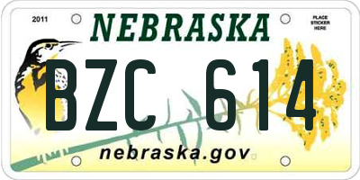NE license plate BZC614