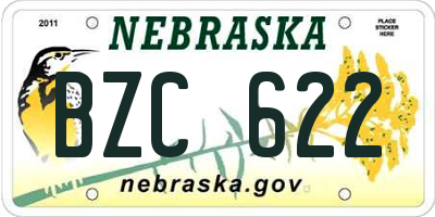 NE license plate BZC622