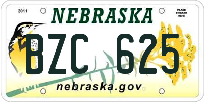 NE license plate BZC625
