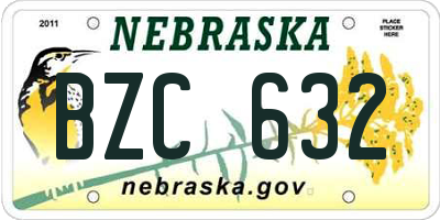 NE license plate BZC632