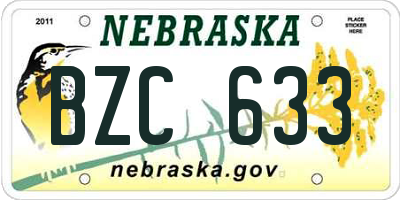 NE license plate BZC633