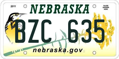 NE license plate BZC635