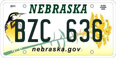 NE license plate BZC636