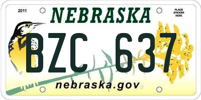 NE license plate BZC637