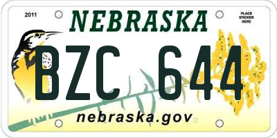 NE license plate BZC644