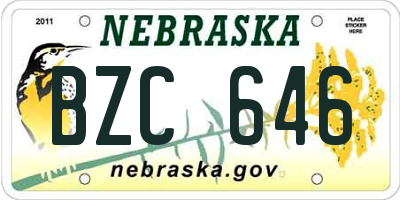 NE license plate BZC646