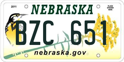 NE license plate BZC651