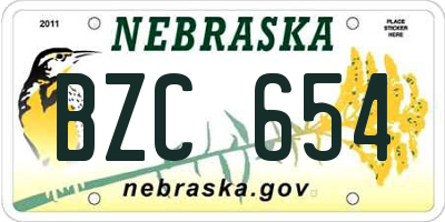 NE license plate BZC654