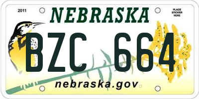 NE license plate BZC664