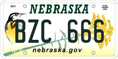 NE license plate BZC666