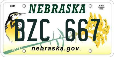 NE license plate BZC667