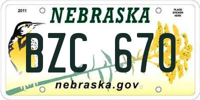 NE license plate BZC670