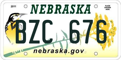 NE license plate BZC676