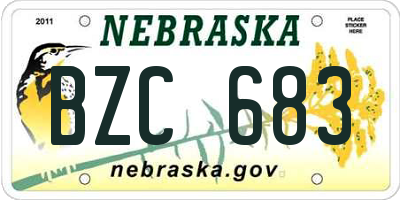 NE license plate BZC683