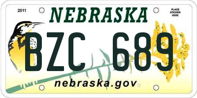 NE license plate BZC689
