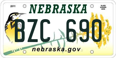 NE license plate BZC690