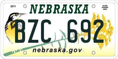 NE license plate BZC692